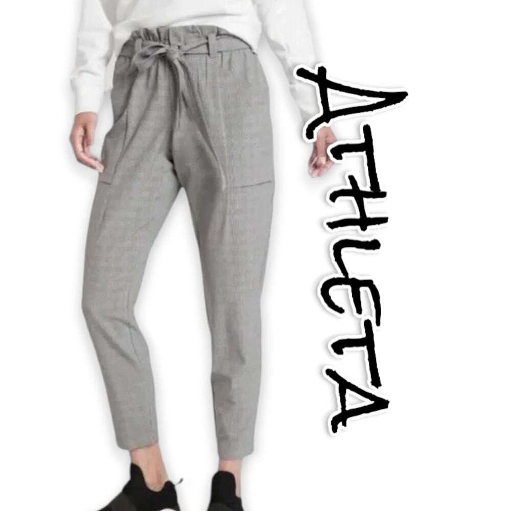 Athleta Plaid Skyline Pant Gray Trouser Womens Size 0